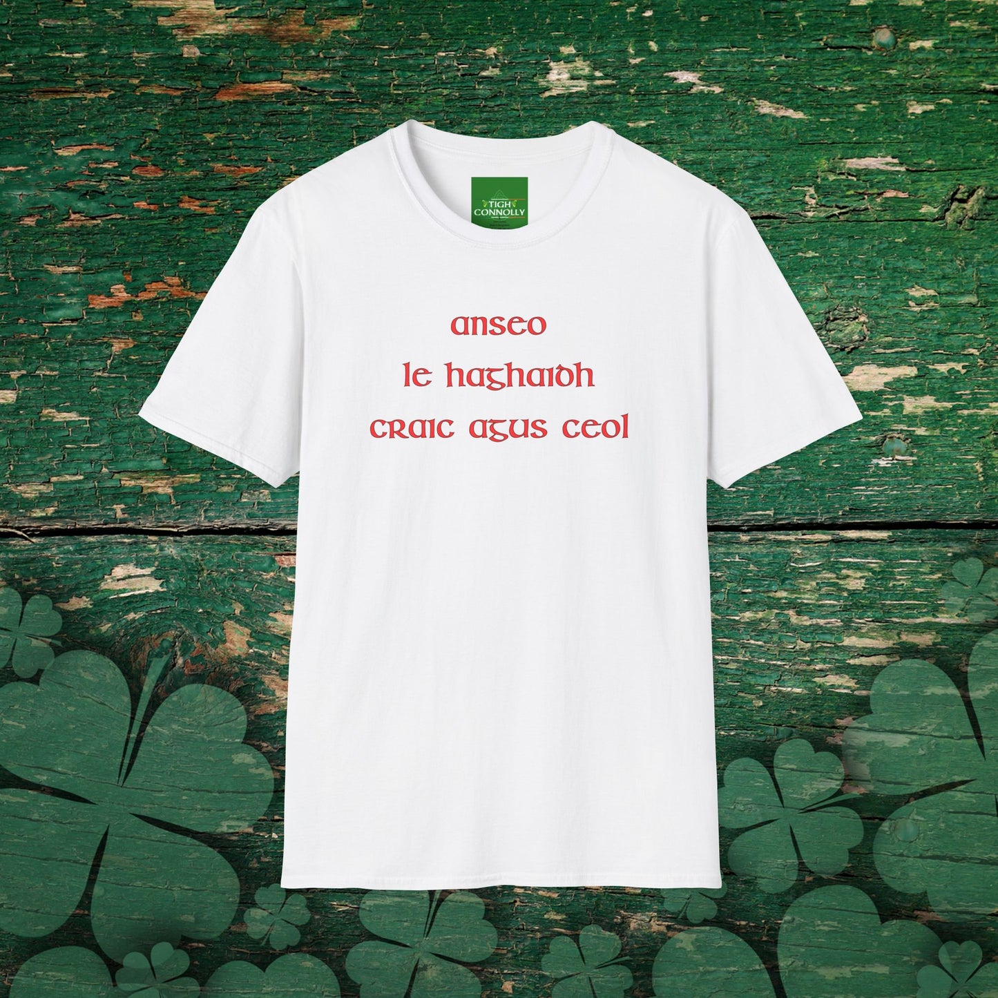 Anseo Le Haghaidh Craic agus Ceol" (Here for Craic and Music) T-shirt