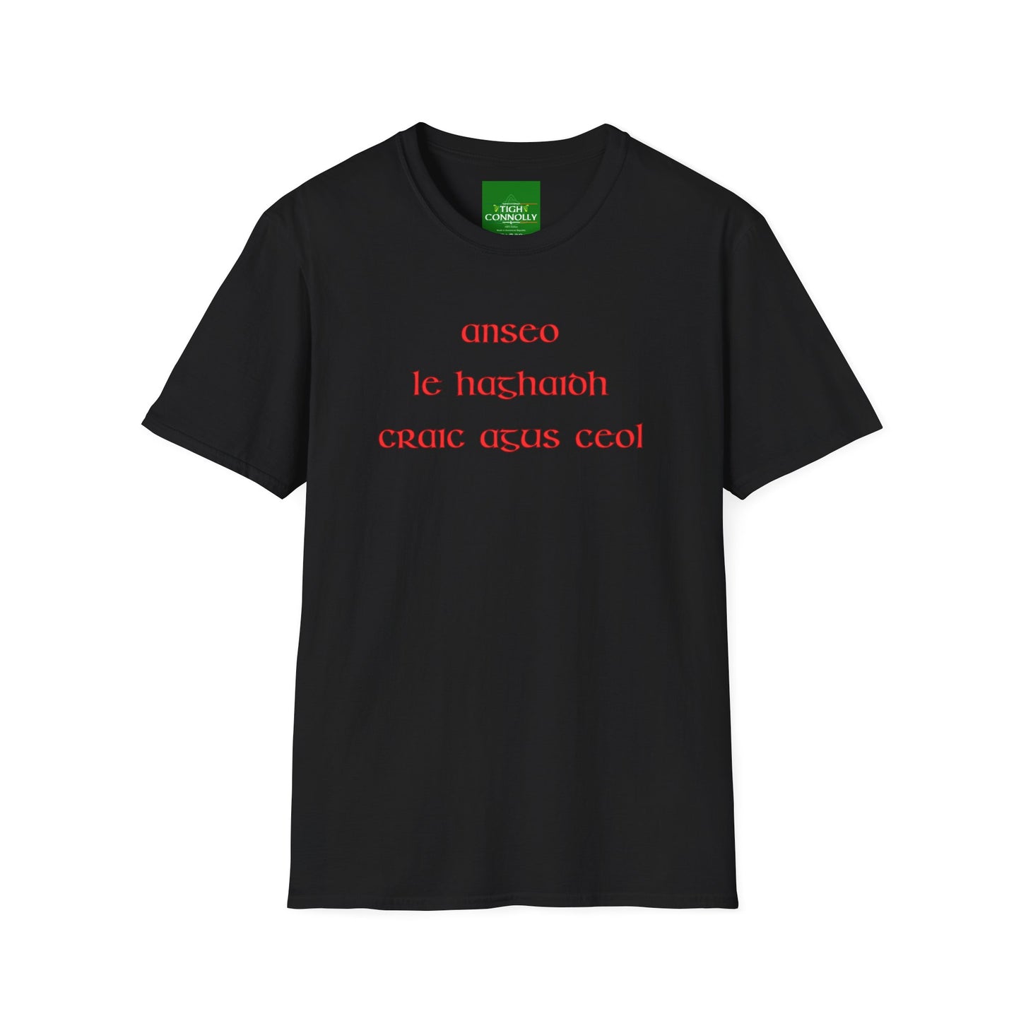 Anseo Le Haghaidh Craic agus Ceol" (Here for Craic and Music) T-shirt